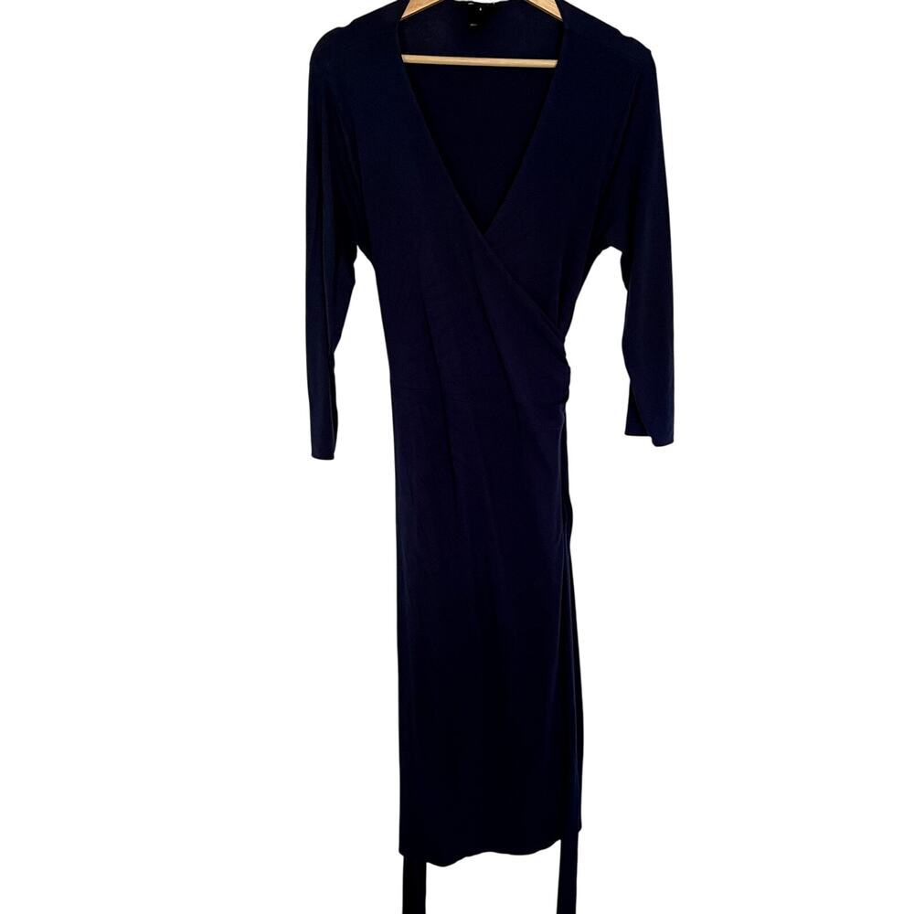 Isabella Oliver navy blue wraparound long‎ sleeved dress v-neck women's size 4